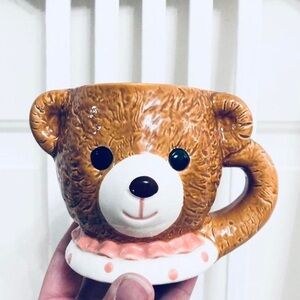 Adorable Vintage Cottagecore Ceramic Teddy Bear Coffee Mug Tea Mug